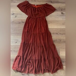 NWOT Baltic born Elegant Rust Off-Shoulder Maxi Dress